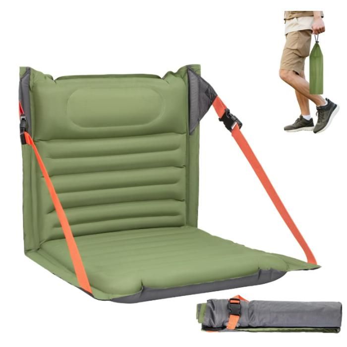 Coussin de Stade Gonflable avec Dossier Résistant à leau Sièges au Sol avec Dossier Chaise Plage pour Camping Vert