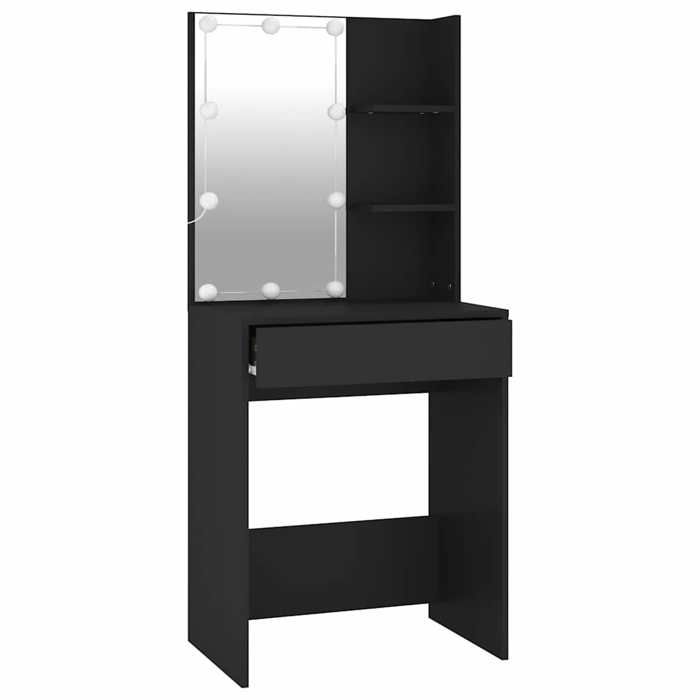 Magnifique Coiffeuse avec LED Noir 60x40x140 cm - design polyvalent - pour maison - Noir 23 kg 2026_153998