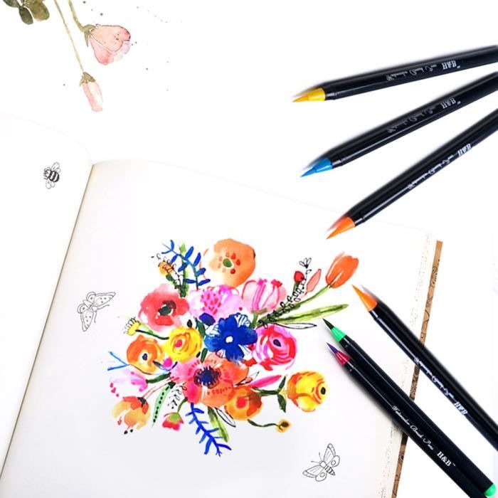 H B 20 Couleurs Aquarelle Pinceau Stylo Ensemble Art Marqueurs Dessin Peinture Pinceau Doux Stylo Pour Colorier Manga Croquis Achat Vente Pinceau Set H B 20 Couleurs Aquarelle Cdiscount