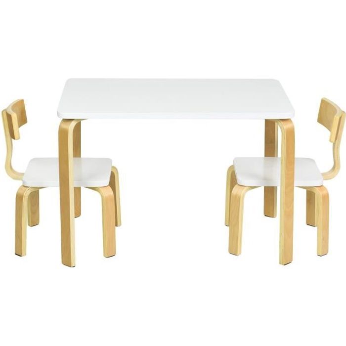 COSTWAY Ensemble Table et Chaise pour Enfant, Inclus 1 Table et 2