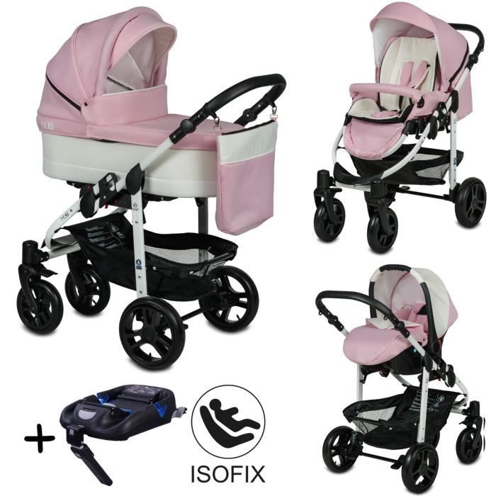 Poussette Combinee Trio 3 en 1 HT2 ISOFIX Rose Pale Cdiscount Puericulture Eveil bebe