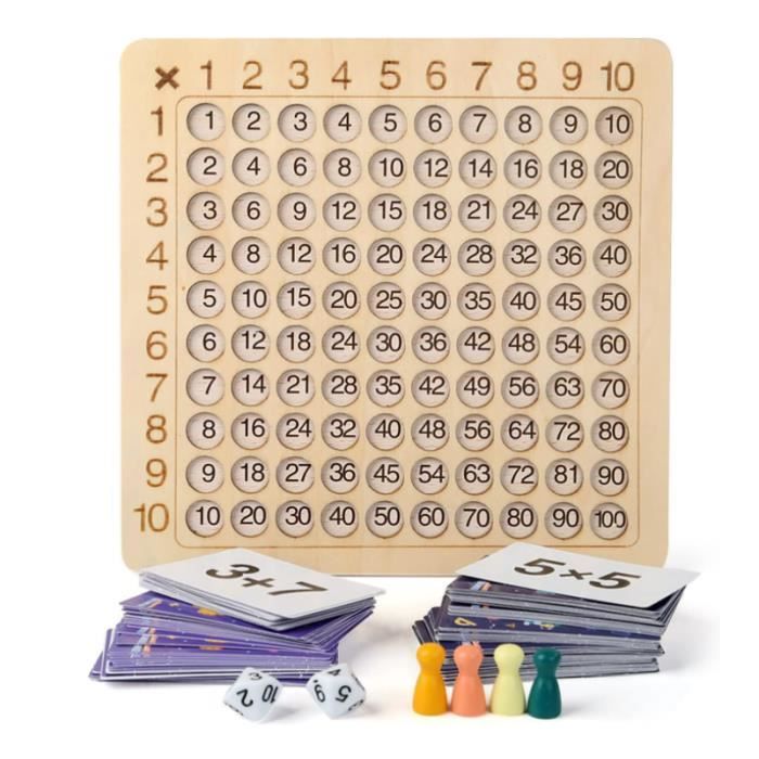 Jeu Table de Multiplication en Bois, Cartes de Multiplication Mathématique,  Jeux de Plateau d'apprentissage des 3 à 12 Ans - Cdiscount Jeux - Jouets