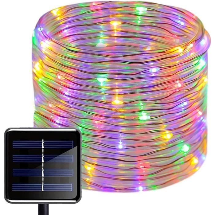 Tube de Lumière Solaire Extérieure, 12M 100 LED Pipe Solaire, 8 Modes