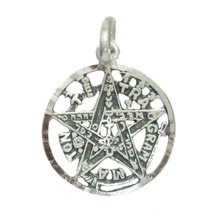 Pendentif Loi tetragramaton 19mm argent 925m. projet amulette unisexe étoiles
