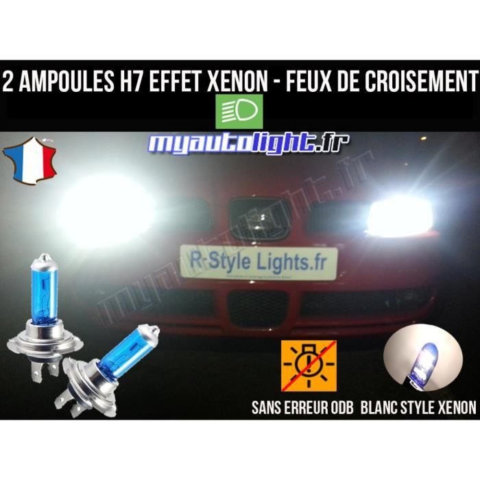 Paire Ampoules DEL H7 12000 LM CANBUS Low Beam 6000K blanc pour SEAT Leon 5 F 2012-2018