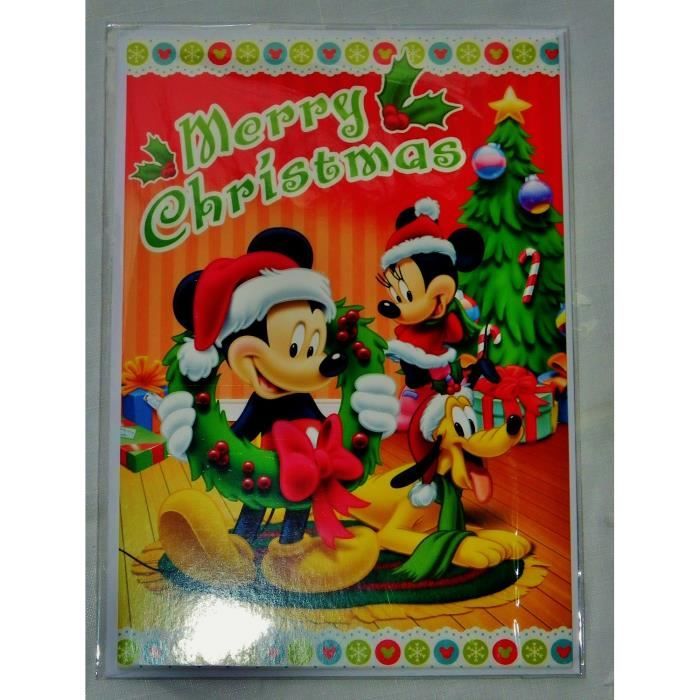 Merry Christmas Carte De Voeux Avec Envelloppe Mickey Minnie Pluto Disney Achat Vente Carte Postale Merry Christmas Carte De Vo Cdiscount