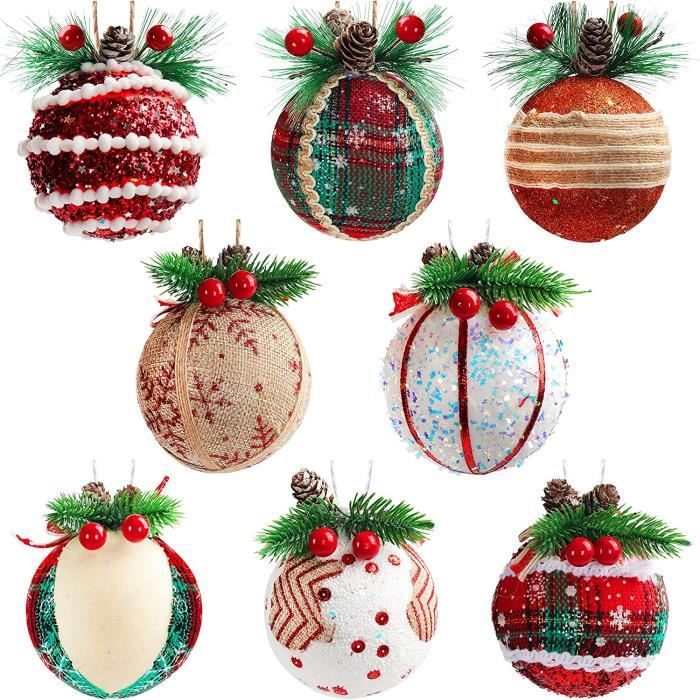 Ensemble Boule de Noel (Lot de 8) Boule Sapin en Mousse de 7,5 cm