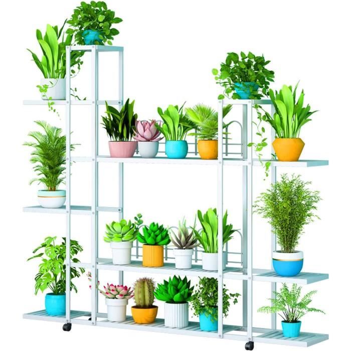 Baworld Support Plantes Intérieur Haut, Étagère Plante étal 4 Niveaux