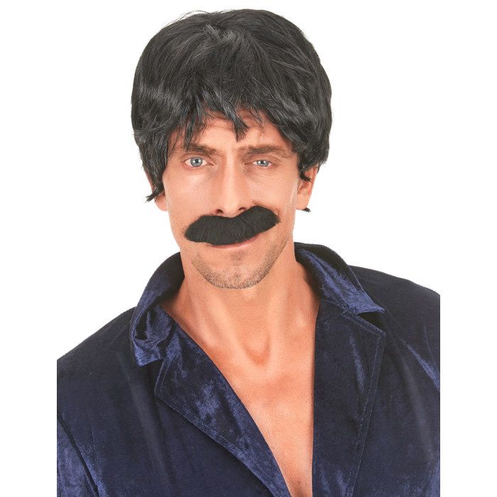DEGUISE TOI Perruque Noire De Chanteur Disco Homme,