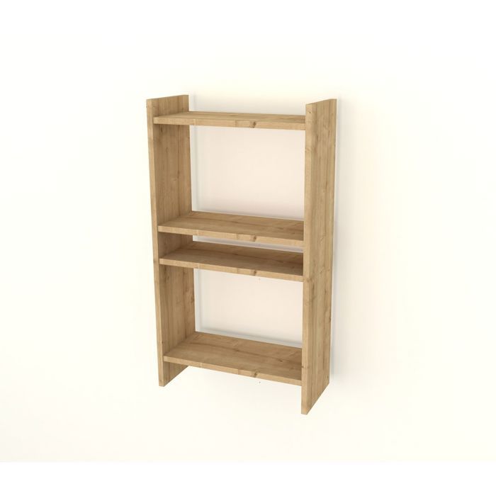Bibliothèque LAUREN marron 3 étagères 2 tiroirs bois Mindi