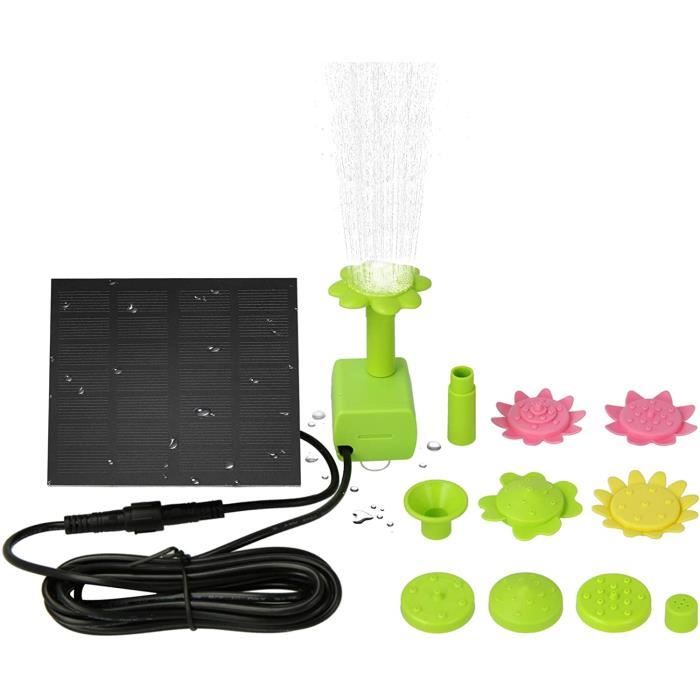 Fontaine Solaire Avec Lumière LED - 3 Buses, 6 Modes, 72 Perles Lumineuses - Pour Jardin, Bassin, Bain D'oiseaux