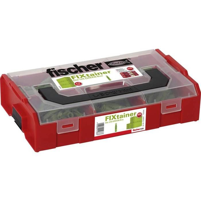 O91 Boîte de chevilles universelles FIXtainer UX Green Fischer 532894 - 210 pièces