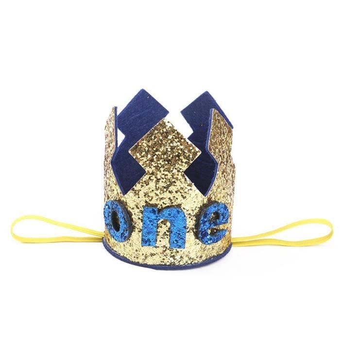 Couronne Or Bleu Pour Bebe Anniversaire 1 An Couronne De Princesse A Paillettes Bandeau De Decoration Modele D Jbpdmza Cdiscount Maison