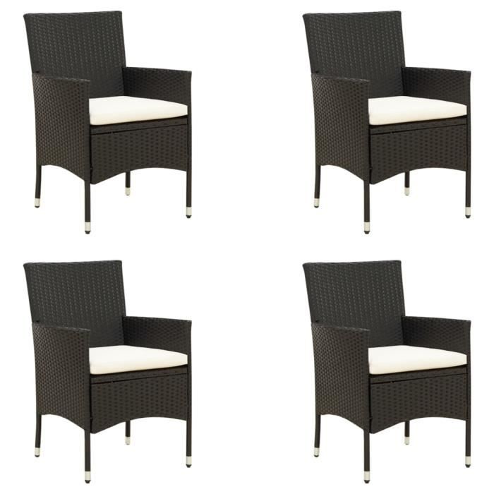 style fr chaise - contemporain - fauteuils de jardin avec coussins 4 pcs résine tressée noir®jqhyjj®