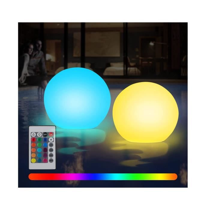 Lumières Flottantes Solaires Pour Piscine - 2 Pièces, LED RGB étanche IP68, Télécommande, Ambiance Multicolore