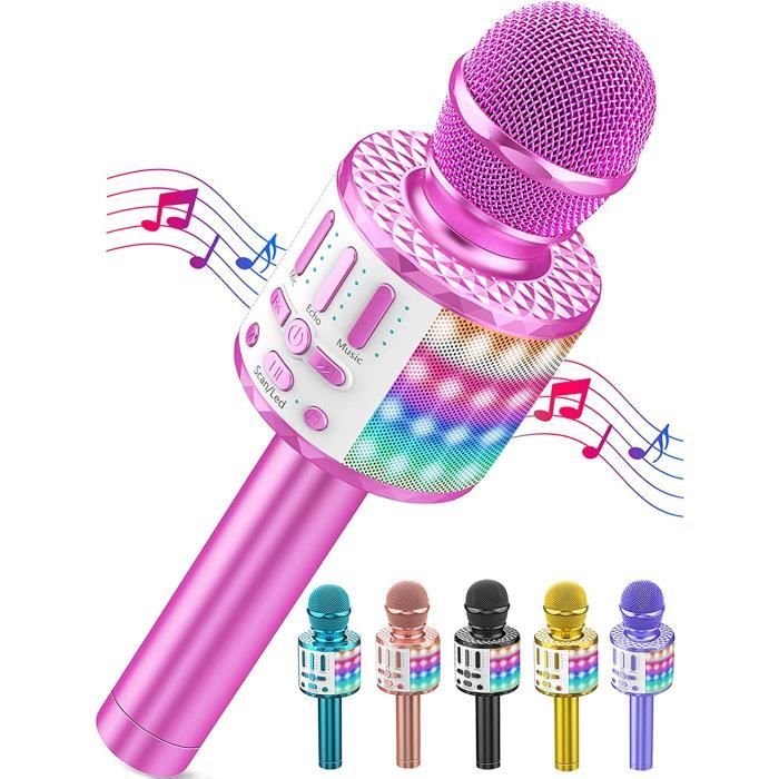 Microphone Sans Fil Bluetooth Karaoke, Portable Karaoke Micro Haut-Parleur Avec LumieRe, Microphone Karaoke Pour Enfants/Adul