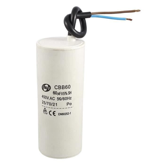 BOJACK Condensatore di esecuzione 60 uF 300V AC 60 MFD CBB60 2 fili 50
