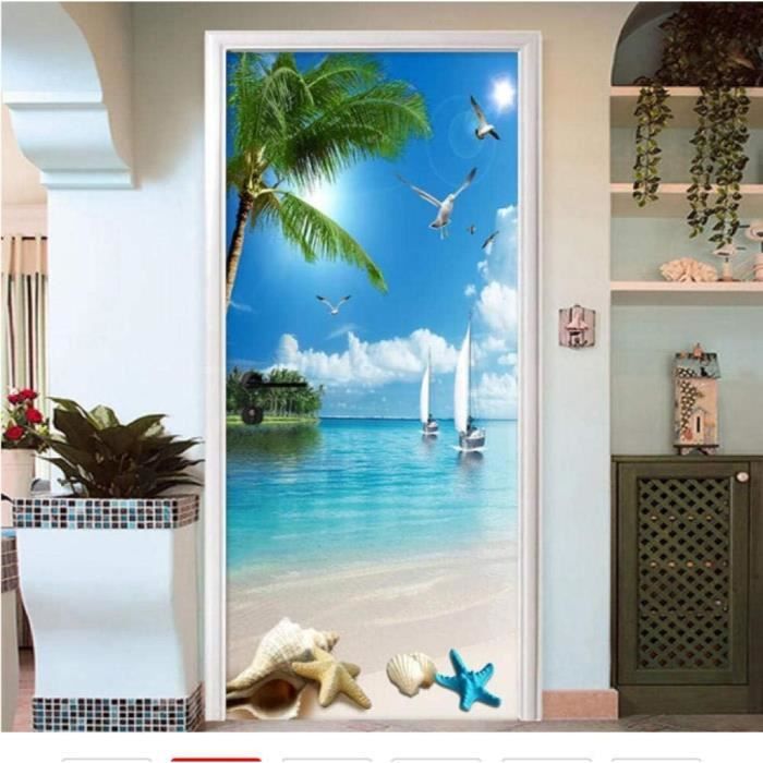 Sticker Porte Trompe-l'œil 3D Cave à Vin - Dimensions 77x200 Cm - Autocollant Mural Amovible Pour Salon, Cuisine, Chambre - Design Tonneaux En Arche