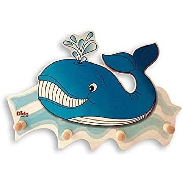Porte Manteaux Enfant Baleine Porte Manteau Mural En Bois Pour Chambres D Enfant Et Bebe Avec Des Animaux Marins Cdiscount Maison