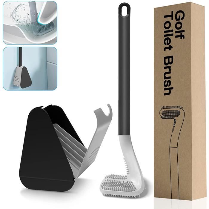FuninCrea Nouveau Manche Long Brosse Toilette Golf, Brosseet Support En Silicone à 360 Degrés, Brosse Nettoyante Flexible Pour Le Nettoyage, Brossede