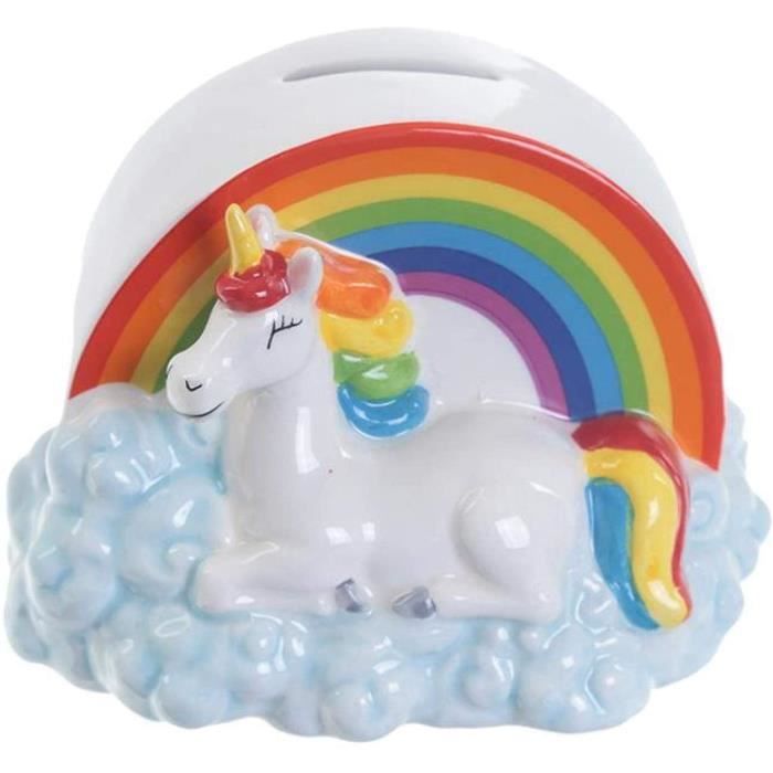 Tirelire Céramique 'Arc En Ciel' Rose Multicolore - 18x10x6 Cm [A3672