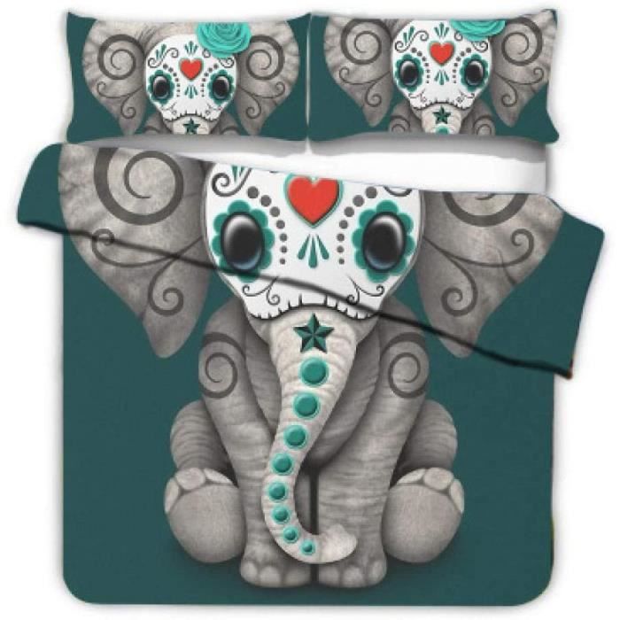 Housse De Couette Éléphant Style Bohème Parure de lit Ensemble De L
