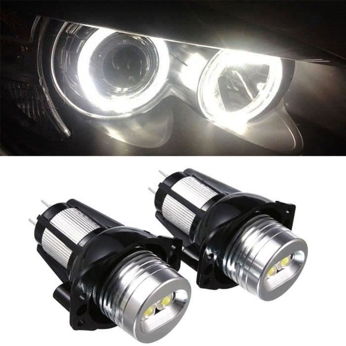 HSUN E90 E91 LED Angel Eyes Ampoules 6000K Blanc 80W 5000LM - Paquet De 2 Avec Canbus Sans Erreur