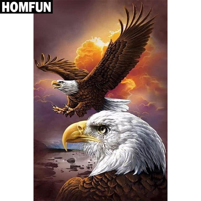 Tableau-Toile,peinture Diamant " Aigle Américain" ,perceuse Carrée Ou