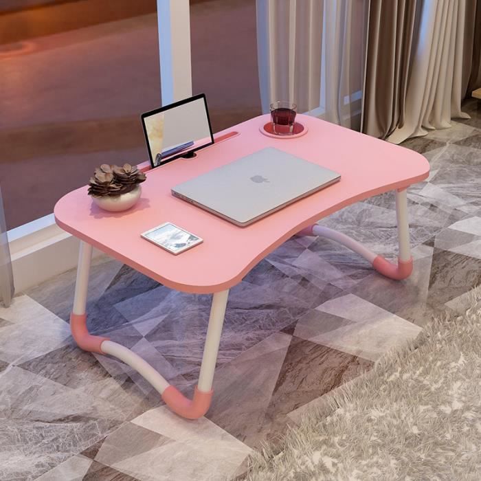 Bureau,Table d'ordinateur pliable rose Portable,1 pièce,bureau pour  ordinateur Portable,lit de maison Simple et - color1[C653]