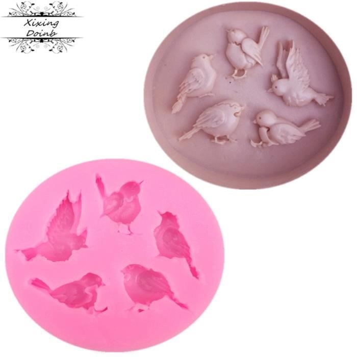 Moule en Silicone – Motifs avec Deux Oiseaux pour Pâte à Sucre et Fondant