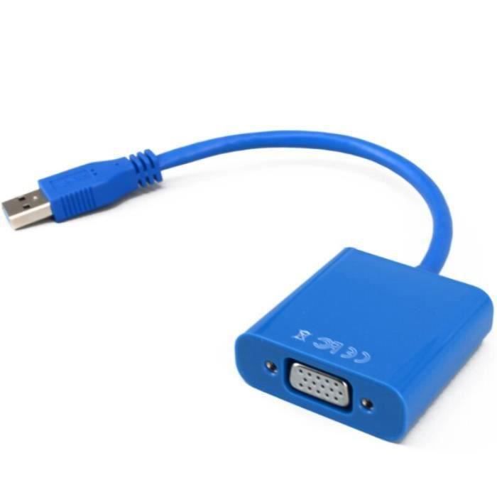 Adaptateur USB 3.0 Vers VGA - Convertisseur Sans Fil Ni Alimentation Externe, Compatible Multi-écrans Pour PC Portable - 12