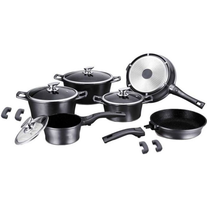 Professionnel Batterie Cuisine Induction Marbre 4 Faitouts 2 Grills Manches Demontables Poignees Antichaleur Achat Vente Batterie De Cuisine Professionnel Batterie Cuis Cdiscount