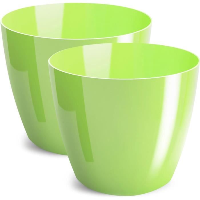 Lot De 2 Pots De Fleurs Brillants En Plastique - Pour Grandes Et Petites Fleurs - Blanc Lot De 2 Pots De Fleurs Brillants En Plastique - Pour Grandes Et Petites Fleurs - Blanc