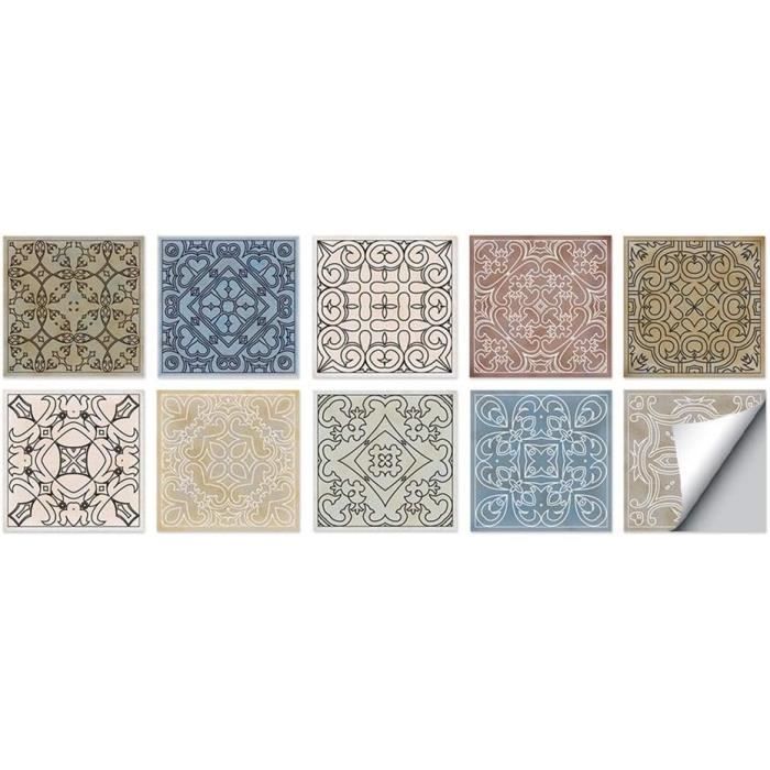 Adhésifs Carreau Sol Mosaique 25x25cm - Autocollant Carrelage Ciment Bleu - Décoration Salle De Bain Cuisine