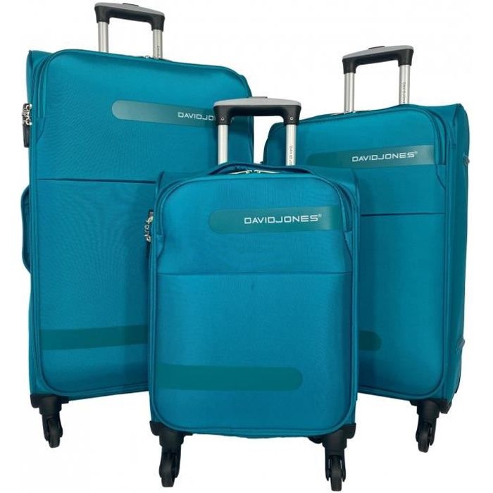 set de 3 valises 55cm-25cm-80cm synthétique turquoise - ba50493 -