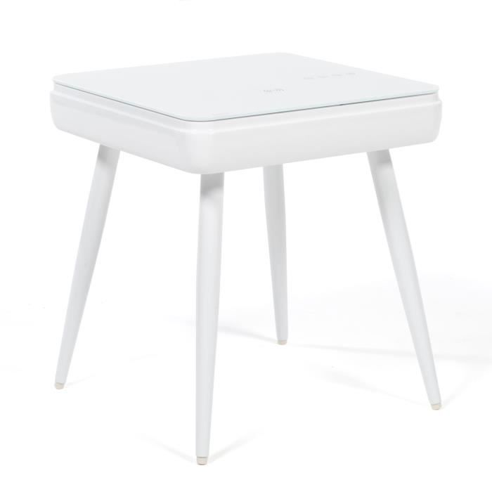Table De Chevet Connectee Blanc Laque Chargeur Induction Django