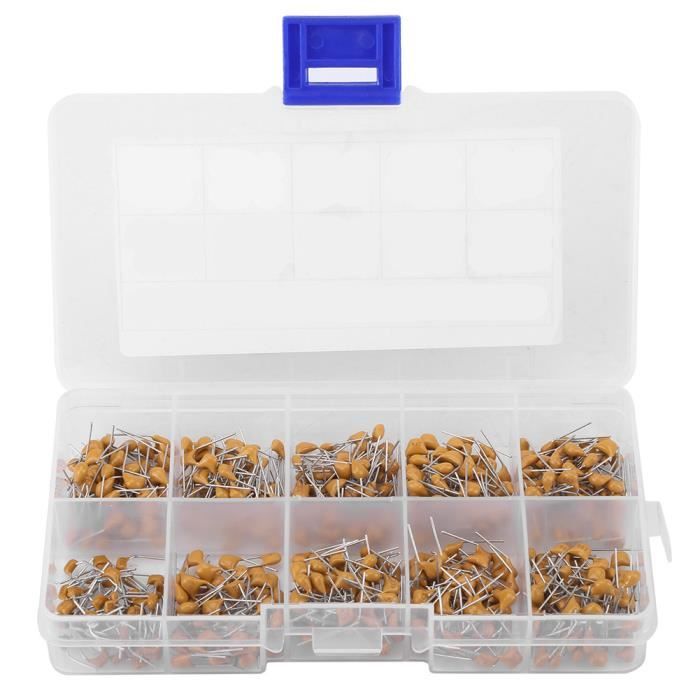 Lot De 500 Condensateurs Céramique - 10 Valeurs De 0.1µF à 10µF - Boîte Composants électroniques Pour Soudure