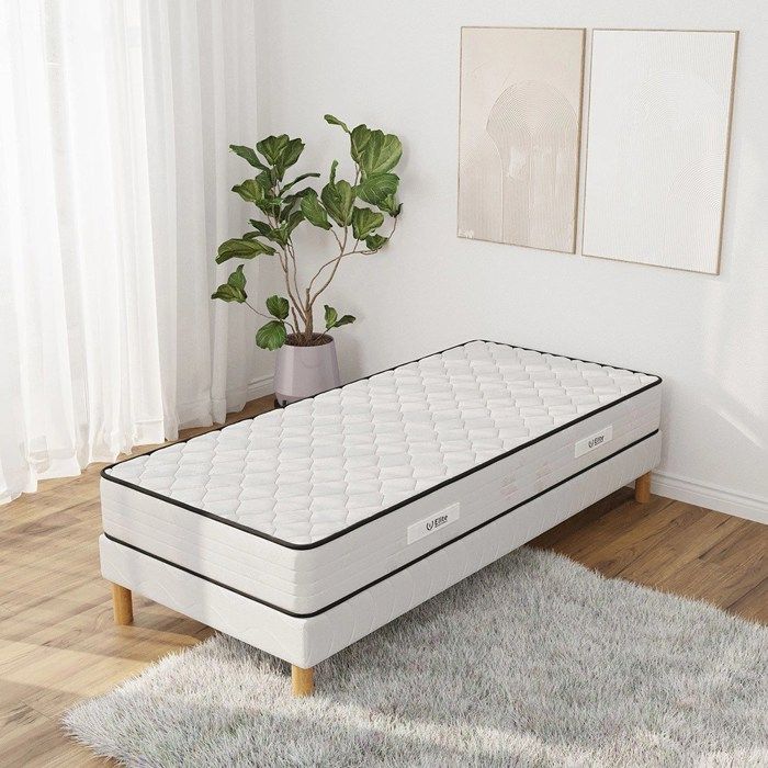Ensemble MEDICALTEX Sommier + Matelas 120x200 cm Hauteur 20cm Mousse Polyuréthane 4 Pieds Confort mi-ferme