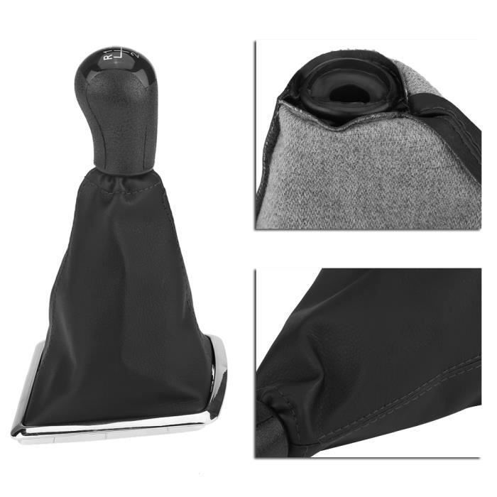 Pommeau De Levier De Vitesse 5 Vitesses Avec Soufflet Pour Ford Focus MK2 MK3 MK4 MK7 - Conduite à Gauche, Cuir PU Noir - Compatible C-Max 2006-2011