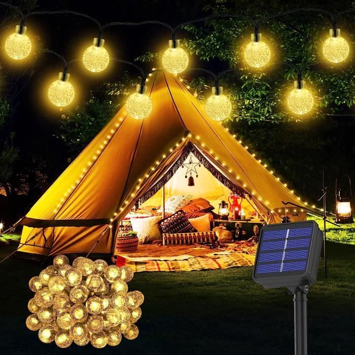 Guirlande Lumineuse Solaire Extérieur Moxled - 11m 60 LED Étanche, 8 Modes - Blanc Chaud