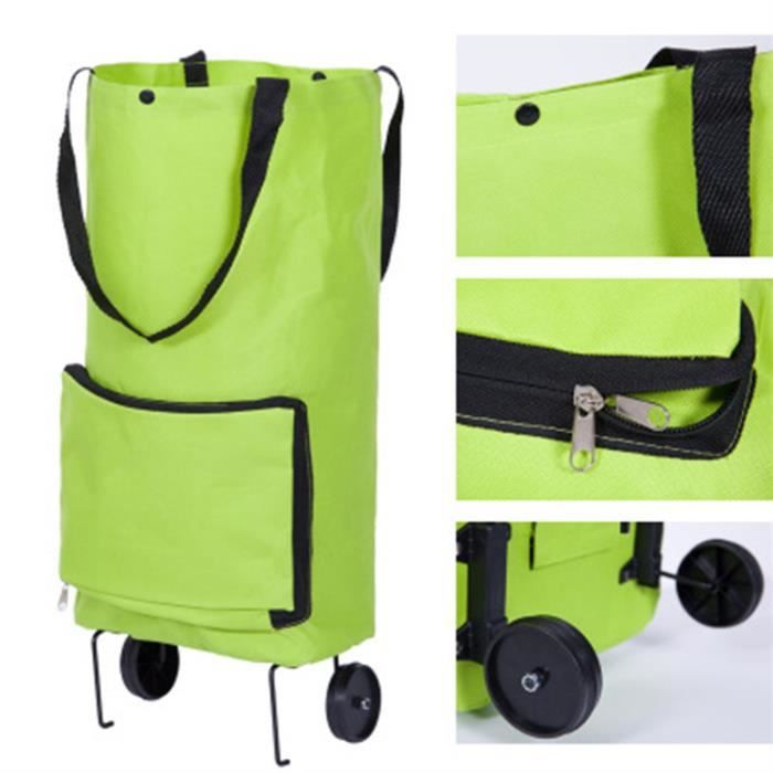 Sacs de Courses Pliables avec roulettes,Chariot de Courses Pliable, 2 en 1 Shopping Trolley pour
