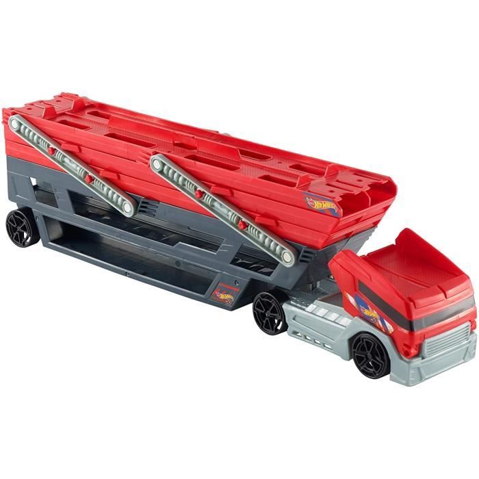 Hot Wheels Méga Transporteur rouge et noir, camion pour