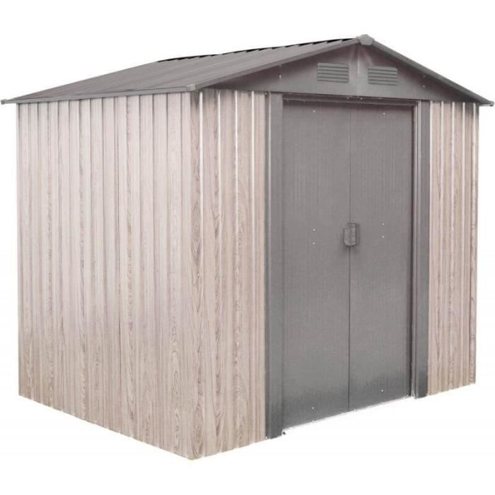 abris de jardin en metal 4 10m2 avec kit d ancrage coloris effet bois tu beige cdiscount jardin