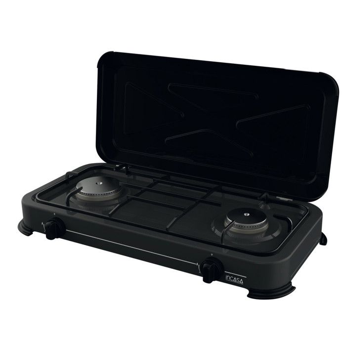 Réchaud De Camping 2 Feux à Gaz - Double Brûleur, Allumage Piezo, Portable Pour Extérieur