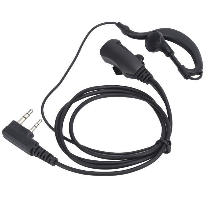 Câble PTT Pour Casque Radio - Connexion Bidirectionnelle Avec Bouton Push-to-Talk Pour Baofeng UV-5R, V3, V6, V8 - 90cm