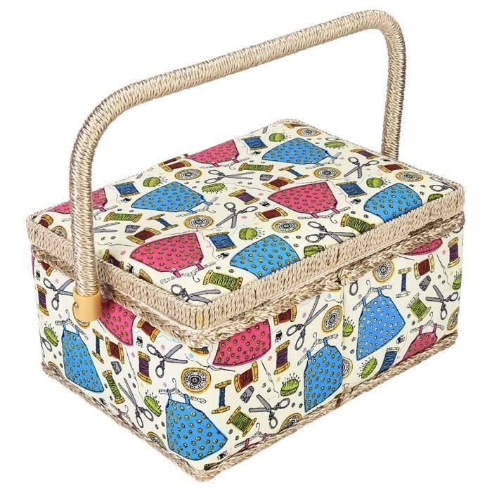 Panier de rangement artisanal rose et violet fait main avec couvercle déco main image 1