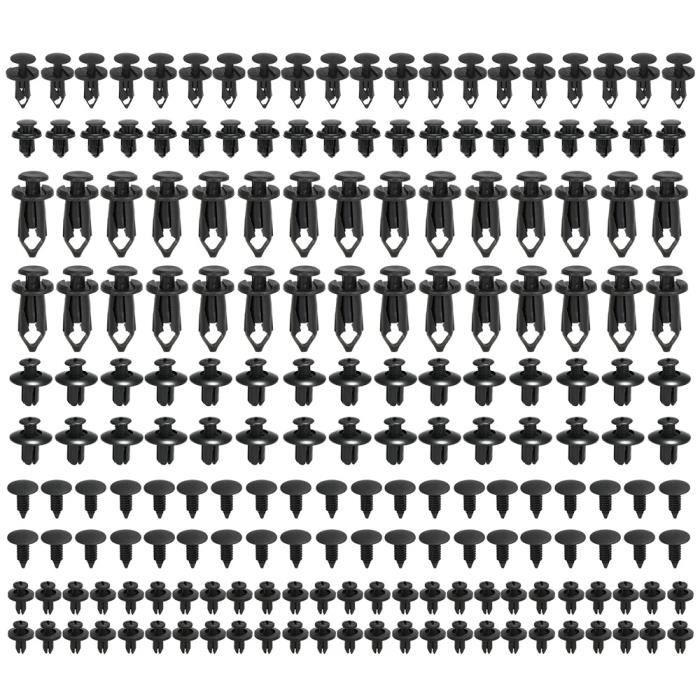 190 pcs Voiture Trim clips de fixation panneau de porte pare-chocs Rivets Vis Push Fastener
