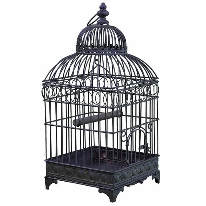 Comparer les prix de Moyenne Cage à Oiseaux de Jardin Intérieur Extérieur Carrée en Fer Patiné Marron 20x20x49,5cm