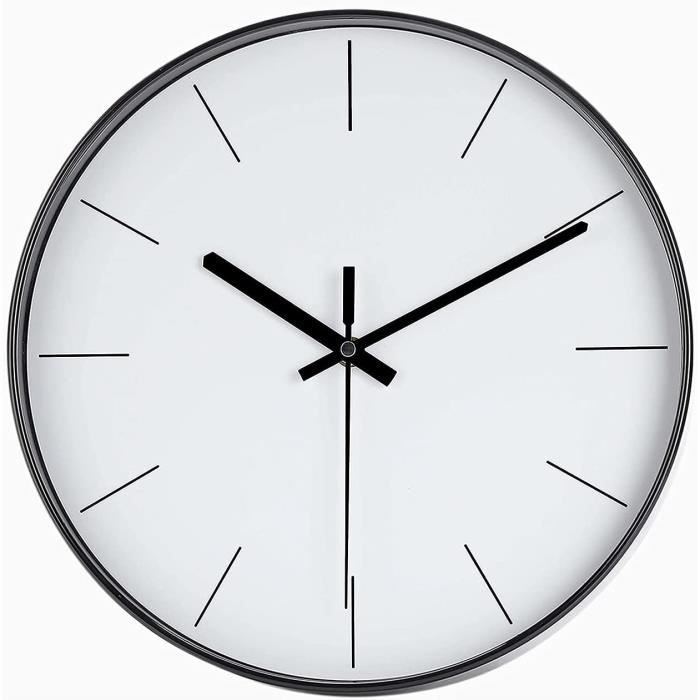 Hama Horloge Murale Elba Silencieuse 25 Cm - Quartz Analogique, Noir, Pile Incluse