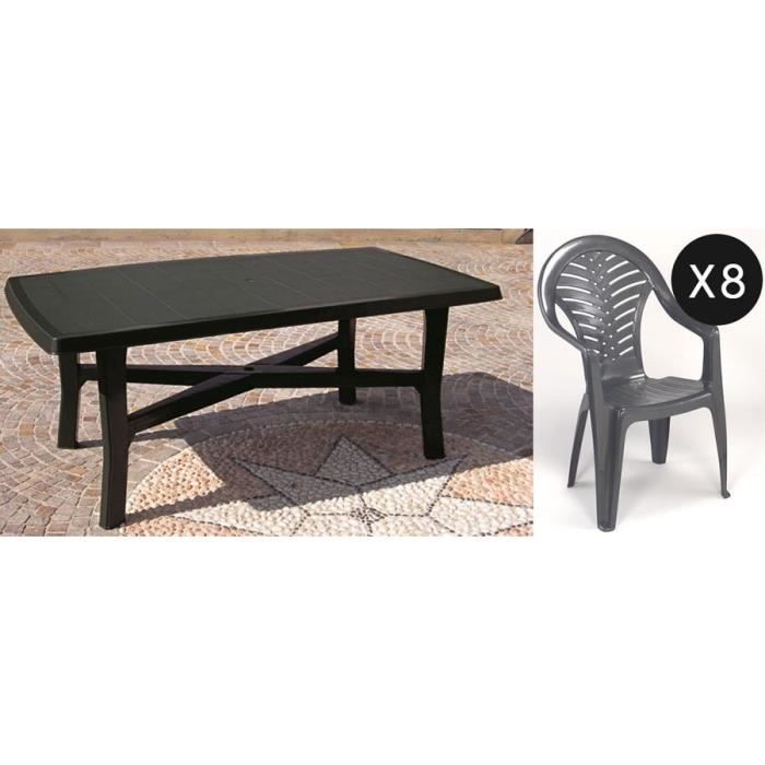 Table Senna 180cm 8 Chaises En Plastique Gris Achat Vente